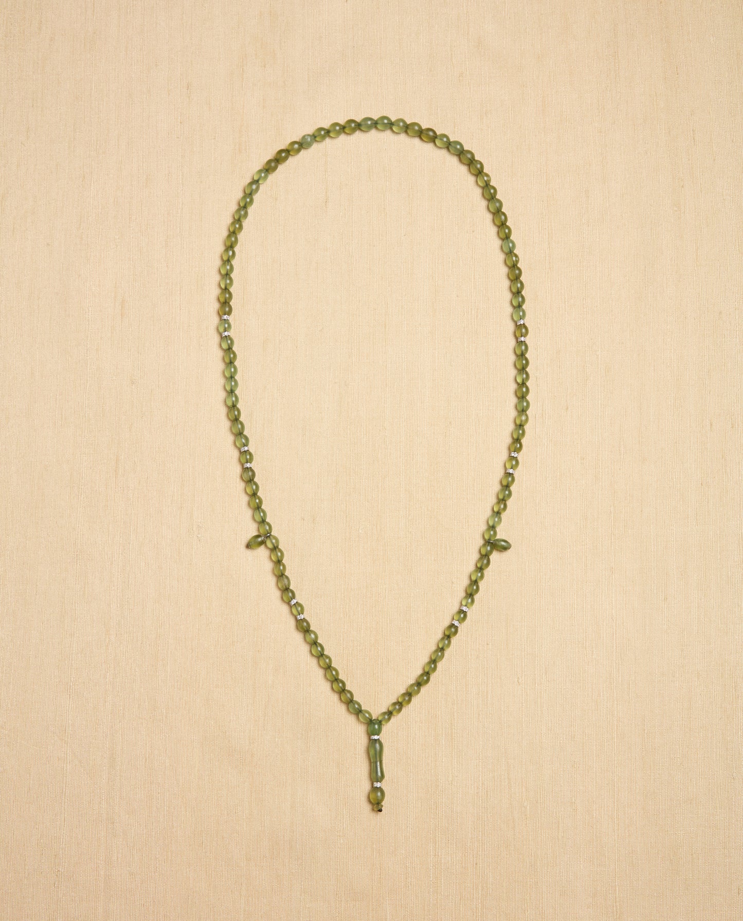 The Ancora Necklace in Serpentine Stone with Diamond Cuffs