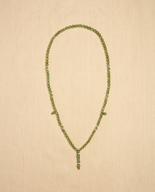 The Ancora Necklace in Serpentine Stone with Diamond Cuffs