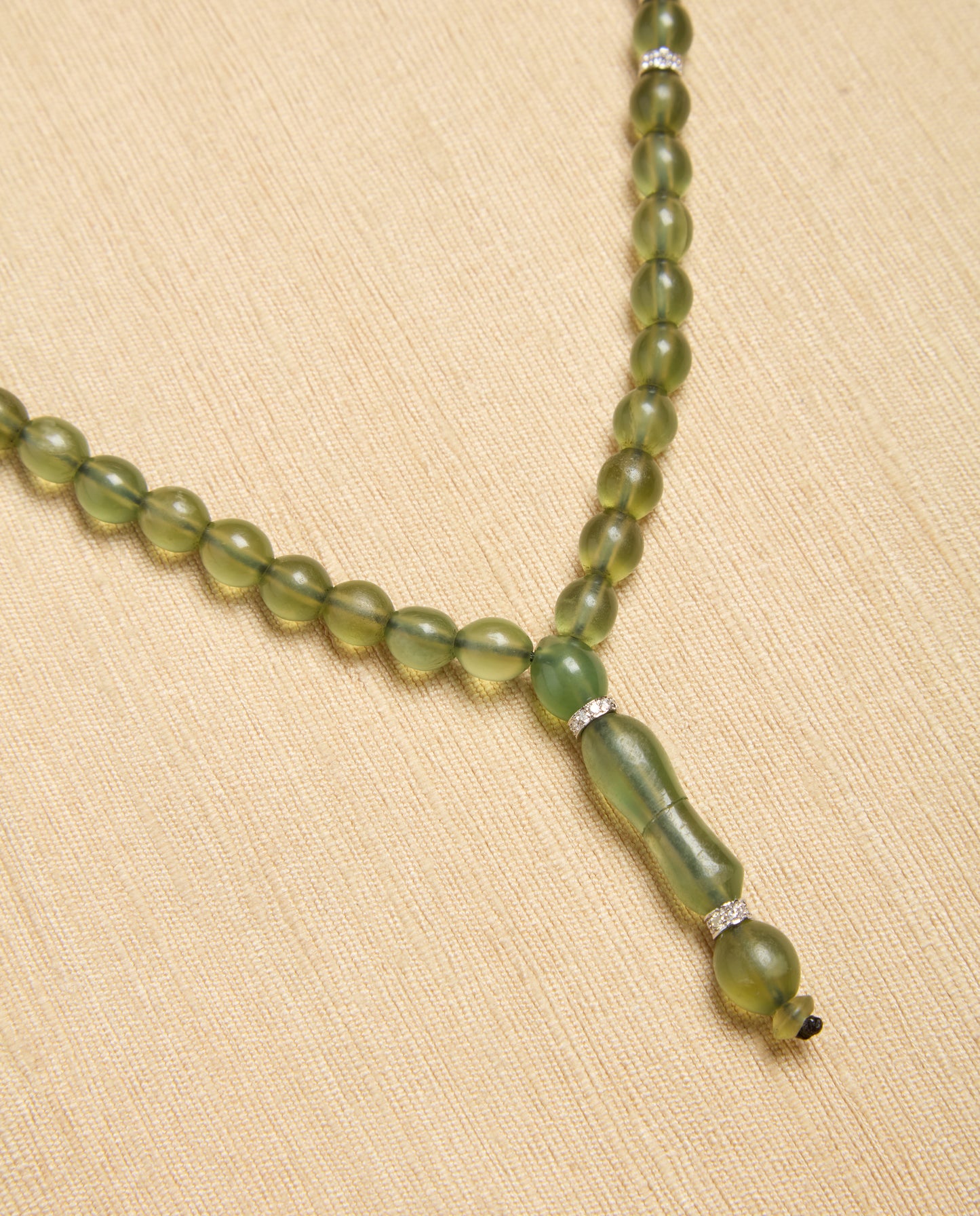The Ancora Necklace in Serpentine Stone with Diamond Cuffs