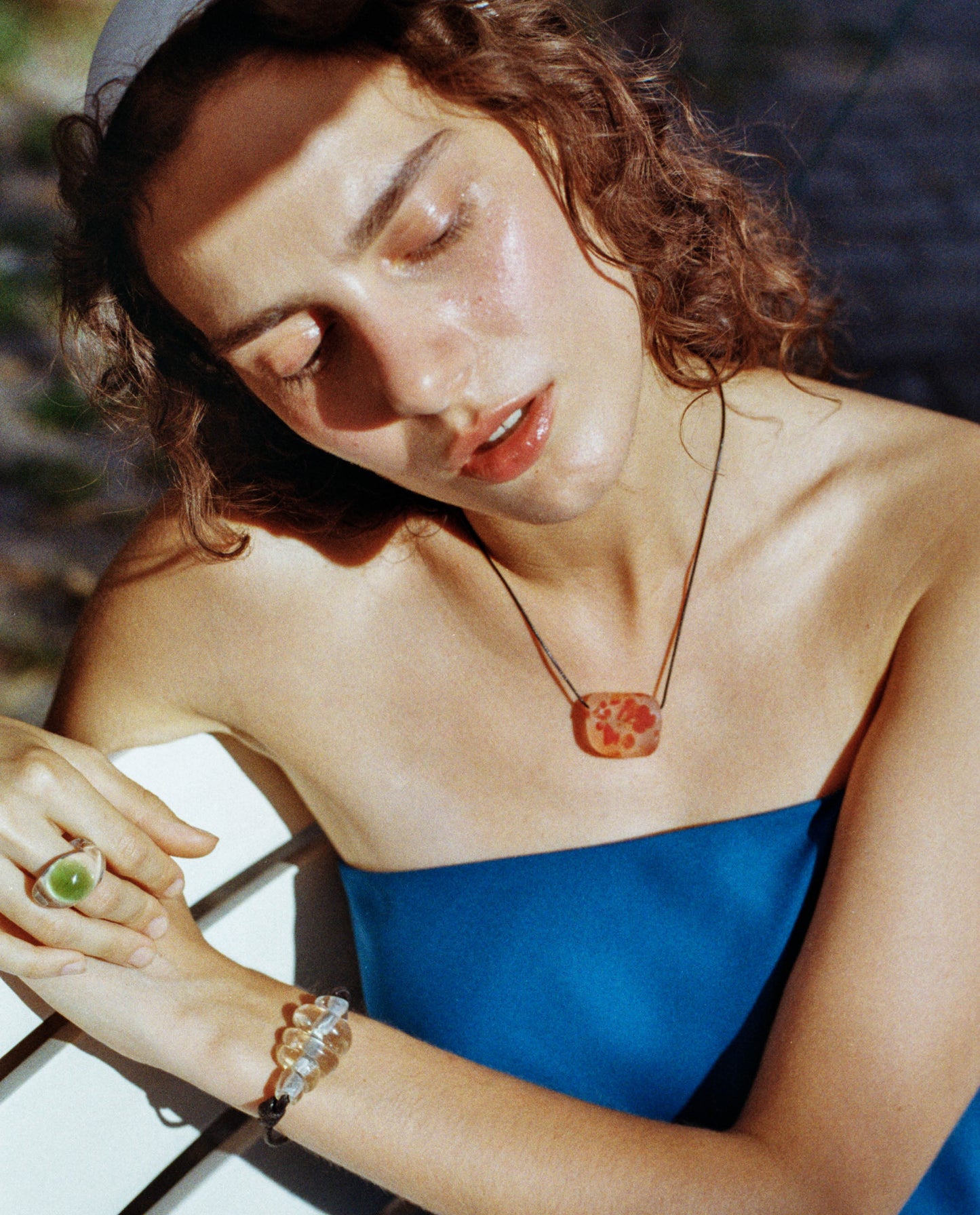 The Sea Glass Necklace, Dotted Red