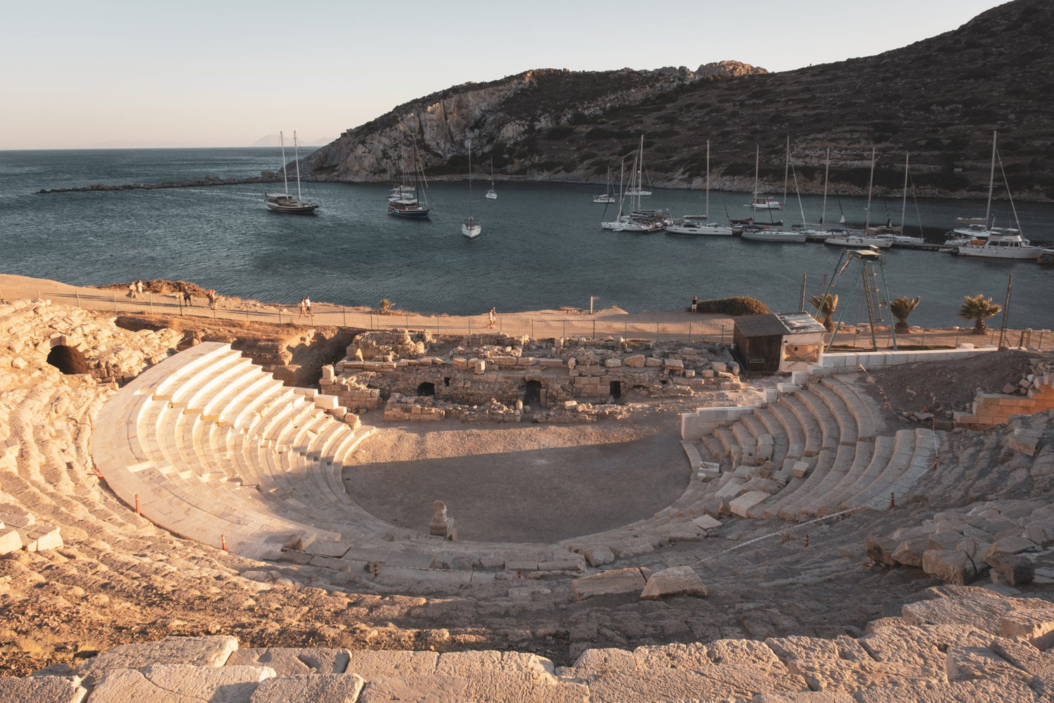 A view looking out from the lower amphitheater of Knidos. 