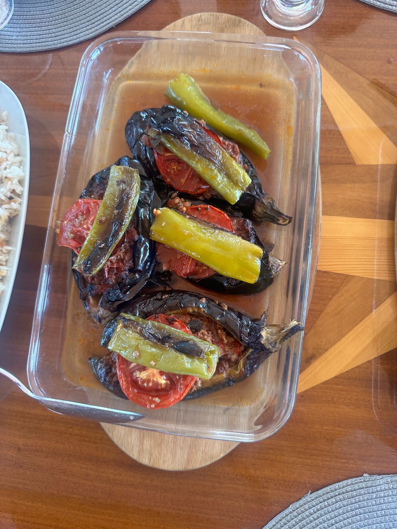 Exquisite stuffed eggplant.