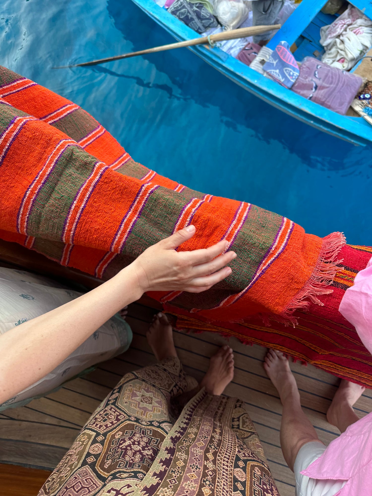 Exploring textiles from aboard the boat
