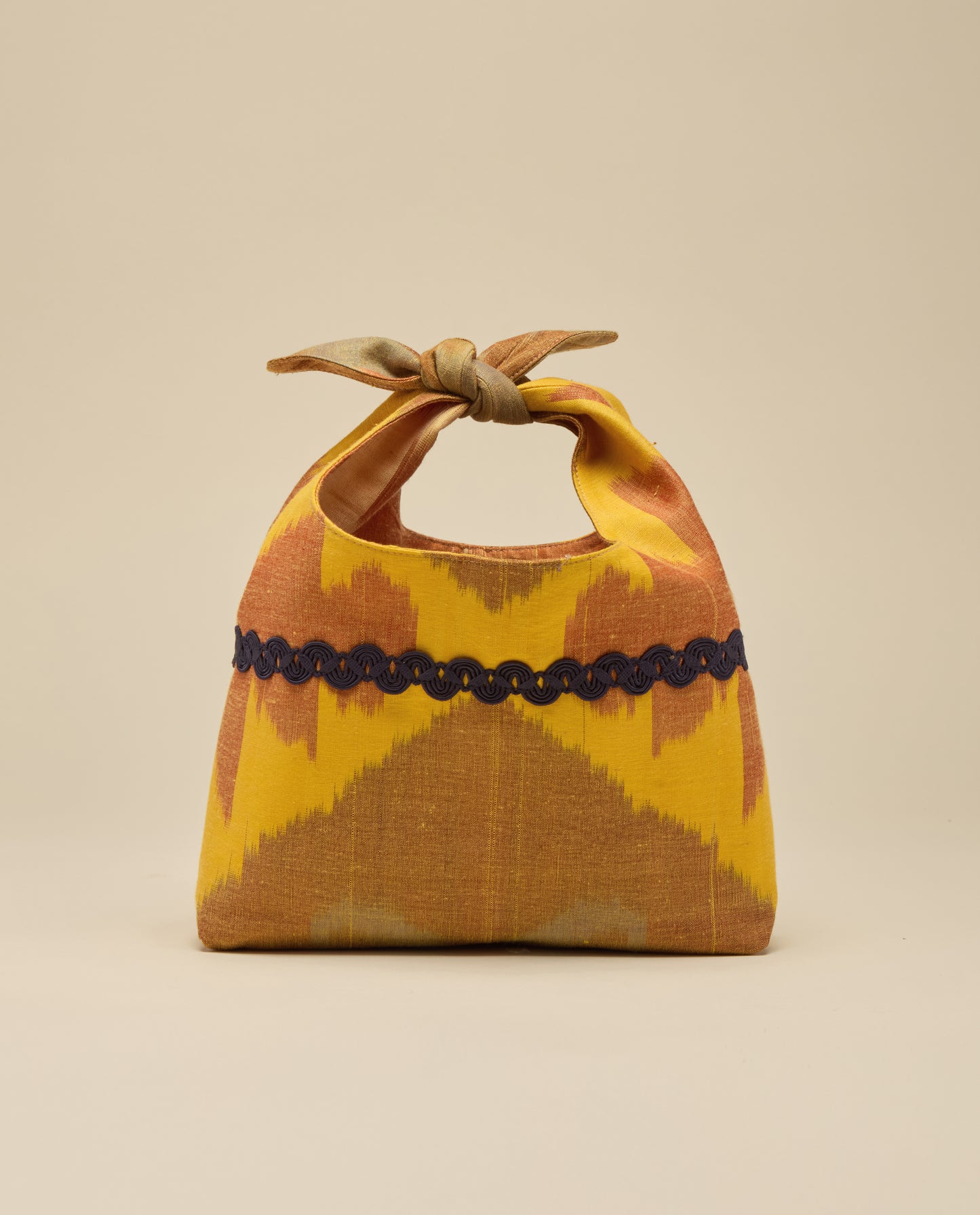 Silk Ikat Pochette, Mediterranean Ochre with cording