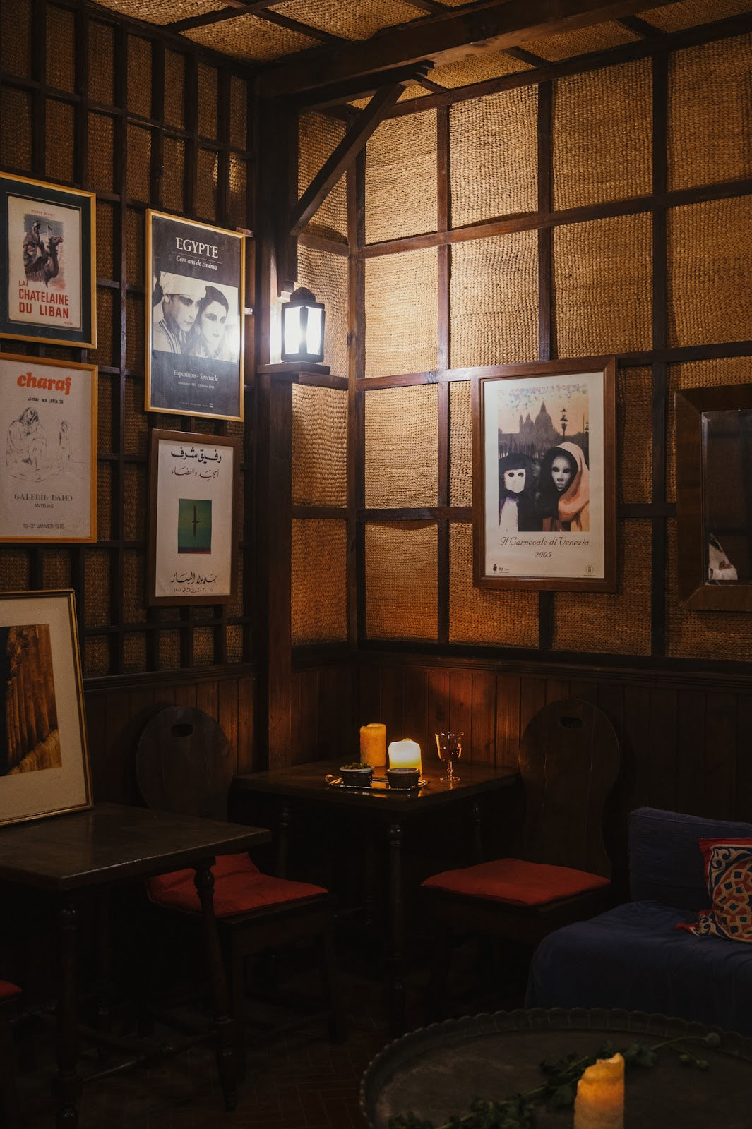Palmyra’s cozy bar, hung with travel, music, and film posters from Lebanon’s golden years..