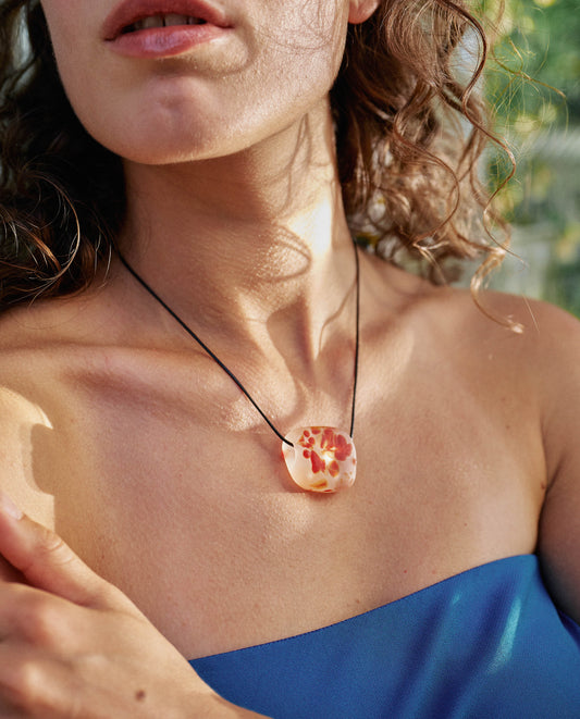 The Sea Glass Necklace, Dotted Red