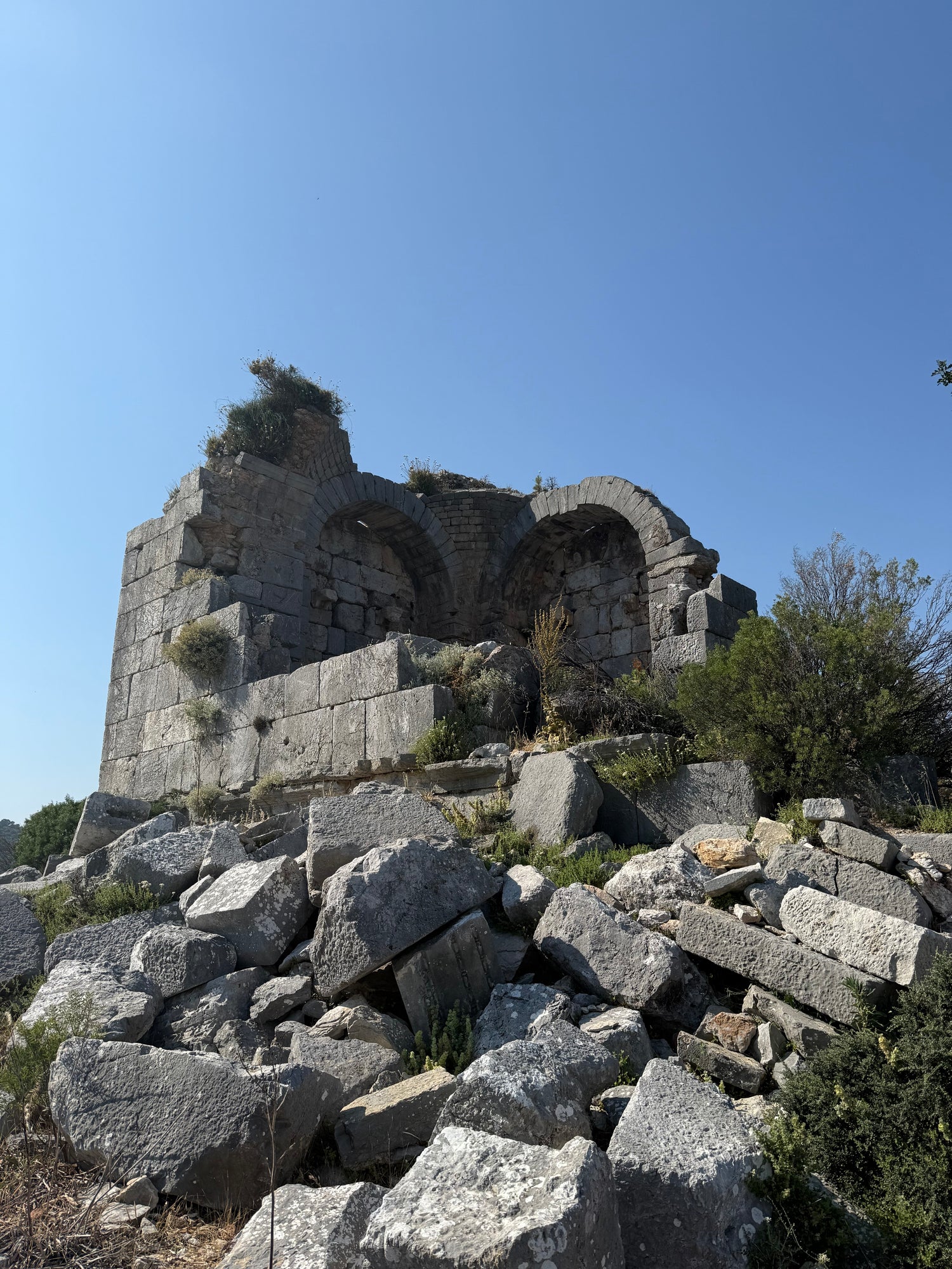 Ruins at the top of the hill at Aga Limani. 